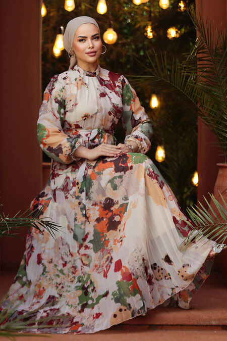  Modest Orange Maxi Dress 30066T - NEVA STYLE