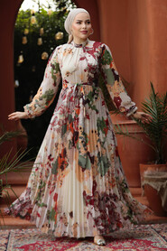  Modest Orange Maxi Dress 30066T - 4