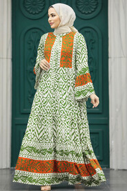  Modest Orange Tie Dye Dress 10215T - 3