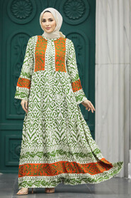  Modest Orange Tie Dye Dress 10215T - 1