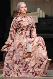  Modest Salmon Pink Chiffon Maxi Dress 30059SMN - 1
