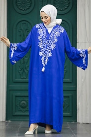  Modest Sax Blue Abaya Dress 10129SX - 2