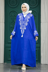  Modest Sax Blue Abaya Dress 10129SX - 1