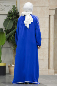  Modest Sax Blue Abaya Dress 40050SX - 4