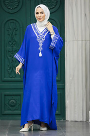  Modest Sax Blue Abaya Dress 40120SX - 2