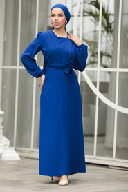 Neva Style - Modest Sax Blue Maxi Dress 30002SX - 4