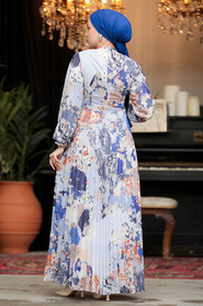  Modest Sax Blue Maxi Dress 30066SX - 5