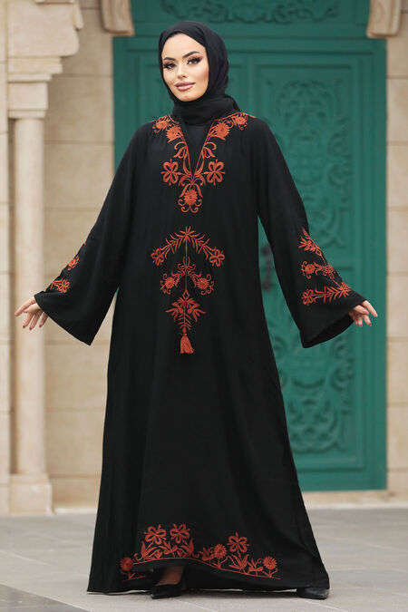 Modest Terra Cotta Abaya Dress 10153KRMT - NEVA STYLE
