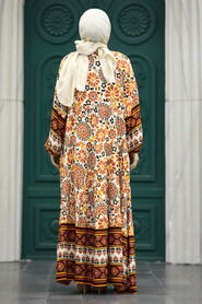  Modest Terra Cotta Floral Dress 10179KRMT - 4