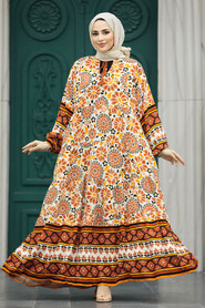  Modest Terra Cotta Floral Dress 10179KRMT - 3