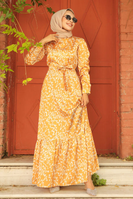  Mustard High Quality Dress 3430HR - NEVA STYLE