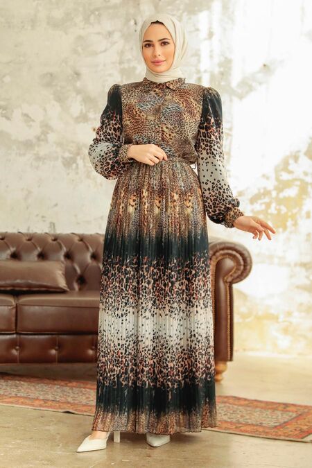  Mustard Hijab Dress 3878HR - NEVA STYLE