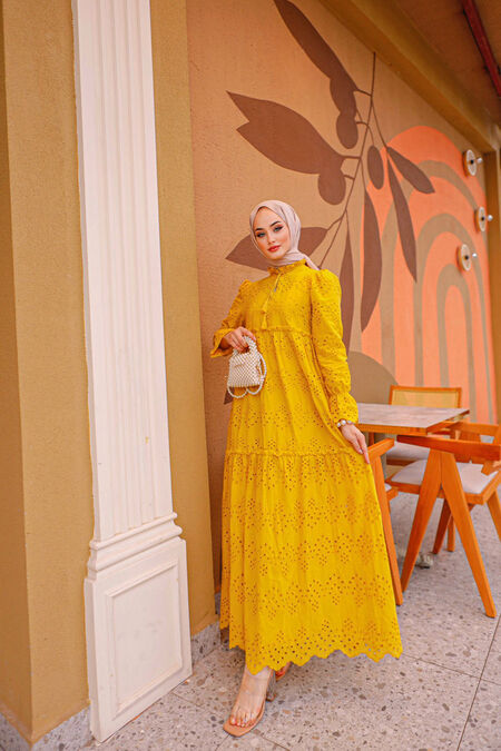  Mustard Long Dress 13440HR - NEVA STYLE