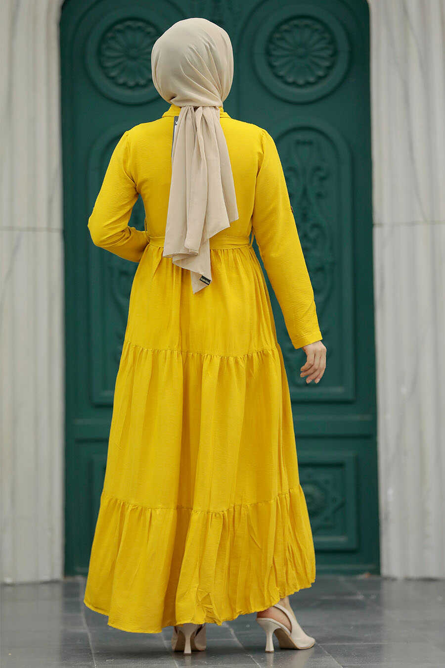 Neva Style - Mustard Long Sleeve Dress 40971HR