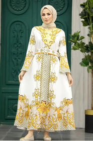  Mustard Muslim Long Dress Style 22358HR - 1