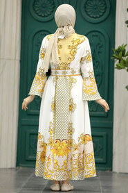  Mustard Muslim Long Dress Style 22358HR - 3