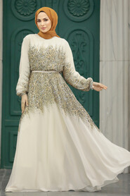  Mustard Muslim Long Dress Style 39821HR - 1