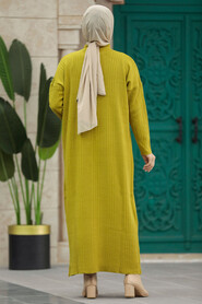 Neva Style - Mustard Muslim Long Knitwear Dress Style 34150HR - Thumbnail