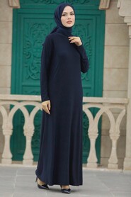  Navy Biue Hijab Turkish Dress 380300L - 2