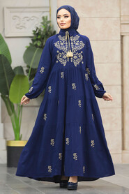  Navy Blue Abaya Dress 40110L - 1