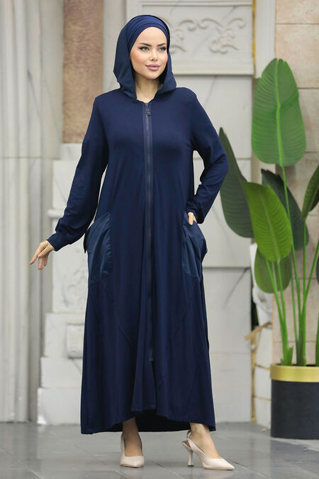  Navy Blue Abaya Dubai 20129L - NEVA STYLE