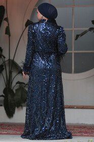  Navy Blue Elegant Evening Gowns 23421L - Thumbnail
