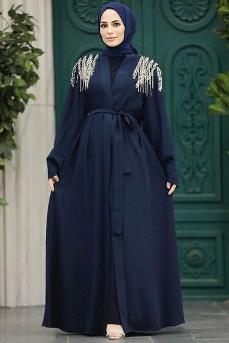Navy Blue High Abaya 391300L - Neva-style.com