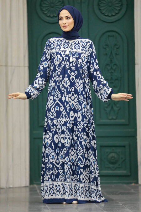  Navy Blue High Quality Dress 50006L - NEVA STYLE