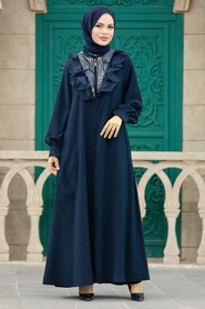  Navy Blue High Quality Turkish Abaya 380100L - 2
