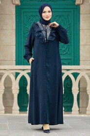  Navy Blue High Quality Turkish Abaya 380100L - 1