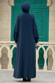  Navy Blue High Quality Turkish Abaya 380100L - 3