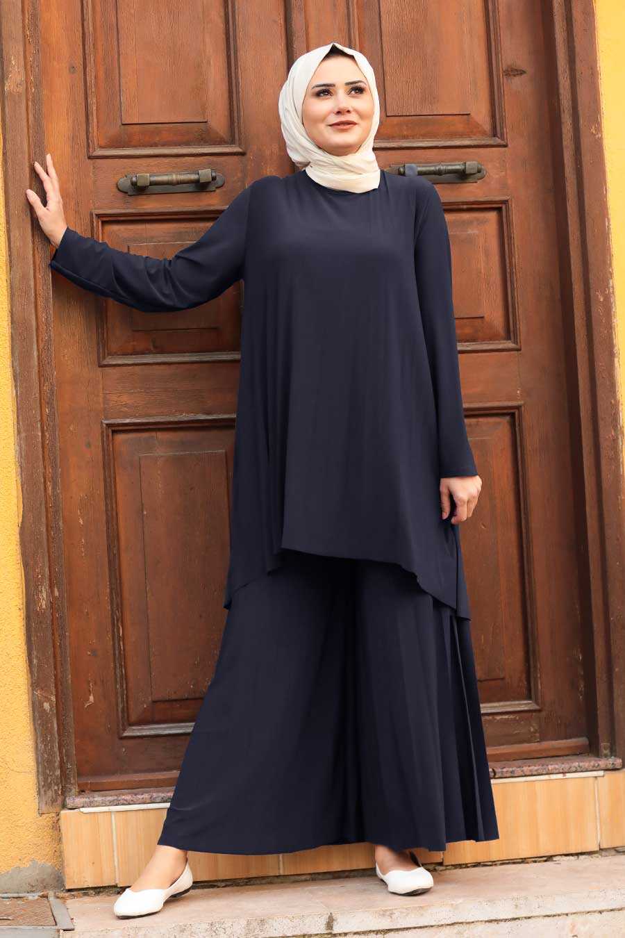 Navy Blue Hijab Dual Suit Dress L Neva Style Com