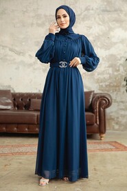  Navy Blue Hijab For Women Dress 33284L - 1