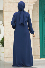  Navy Blue Hijab For Women Turkish Abaya 11069L - 3