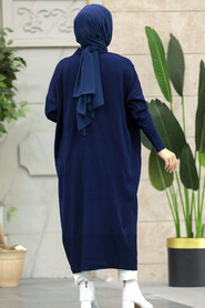  Navy Blue Hijab Knitwear Cardigan 33650L - 4