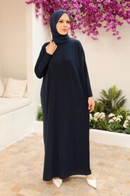  Navy Blue Hijab Turkish Abaya 17801L - 1