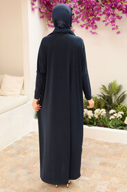  Navy Blue Hijab Turkish Abaya 17801L - 3