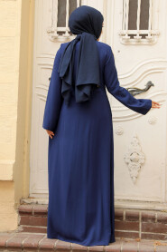 Navy Blue Hijab Turkish Abaya 20008L - 3