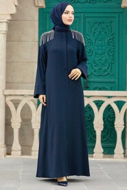  Navy Blue Hijab Turkish Abaya 378500L - 2