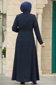  Navy Blue Hijab Turkish Abaya 60125L - 4