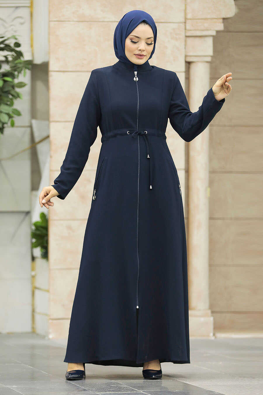 Neva Style - Navy Blue Hijab Turkish Abaya 60125L