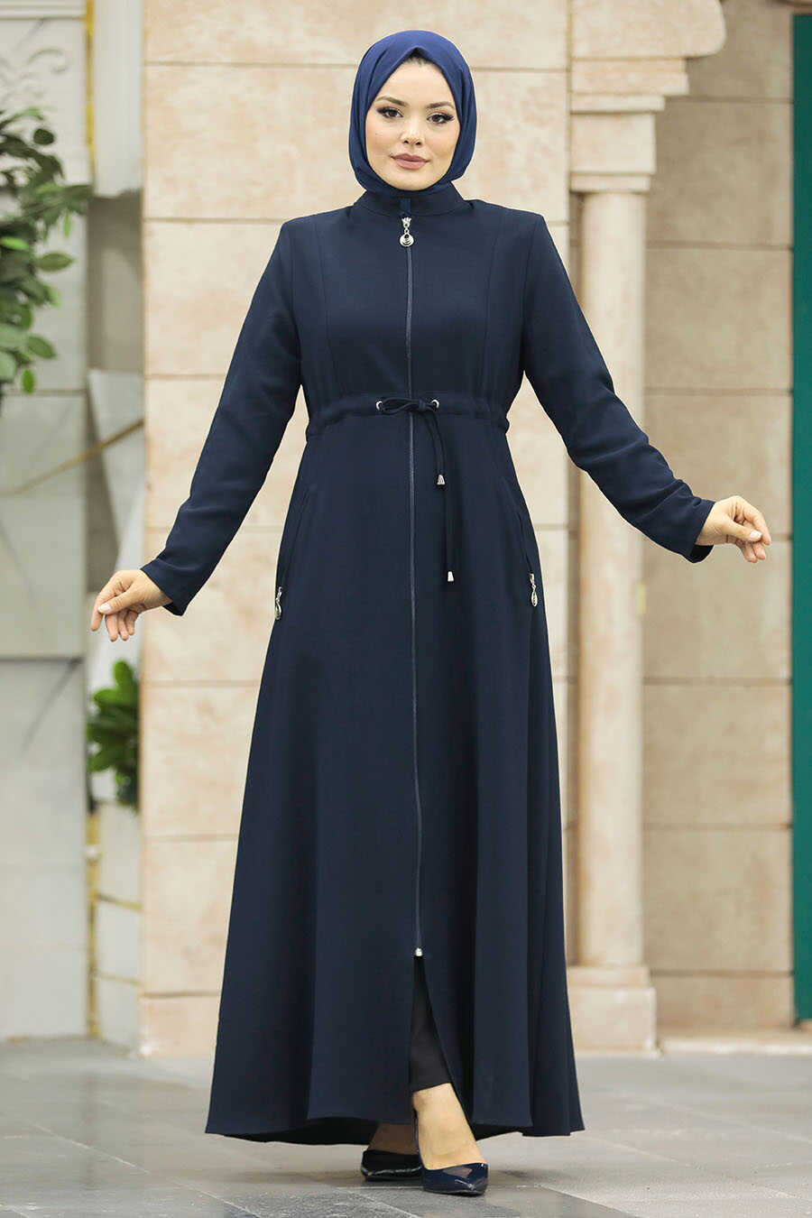 Neva Style - Navy Blue Hijab Turkish Abaya 60125L