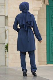  Navy Blue Hijab Turkish Dual Suit 34071L - 4