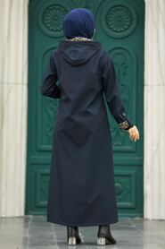  Navy Blue Islamic Clothing Coat 60623L - 5