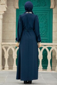  Navy Blue Islamic Clothing Dress 364700L - 2