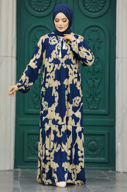  Navy Blue Islamic Clothing Dress 6194L - 2