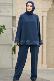  Navy Blue Islamic Clothing Dual Suit 40012L - 3