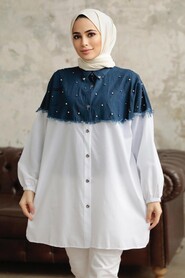  Navy Blue Islamic Clothing Tunic 547L - 1