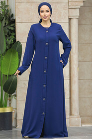  Navy Blue Islamic Clothing Turkish Abaya 20038L - 1