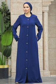  Navy Blue Islamic Clothing Turkish Abaya 20038L - 3